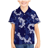 Mokihana Maile and Ilima Leis Family Matching Mermaid Dress and Hawaiian Shirt Uliuli Hawaiian Tapa Quilt Pattern LT9 Son's Shirt Blue - Polynesian Pride