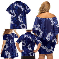 Mokihana Maile and Ilima Leis Family Matching Off Shoulder Short Dress and Hawaiian Shirt Uliuli Hawaiian Tapa Quilt Pattern LT9 - Polynesian Pride