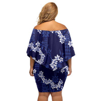 Mokihana Maile and Ilima Leis Family Matching Off Shoulder Short Dress and Hawaiian Shirt Uliuli Hawaiian Tapa Quilt Pattern LT9 - Polynesian Pride