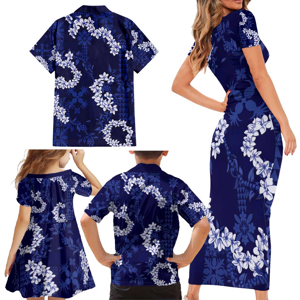 Mokihana Maile and Ilima Leis Family Matching Short Sleeve Bodycon Dress and Hawaiian Shirt Uliuli Hawaiian Tapa Quilt Pattern LT9 - Polynesian Pride
