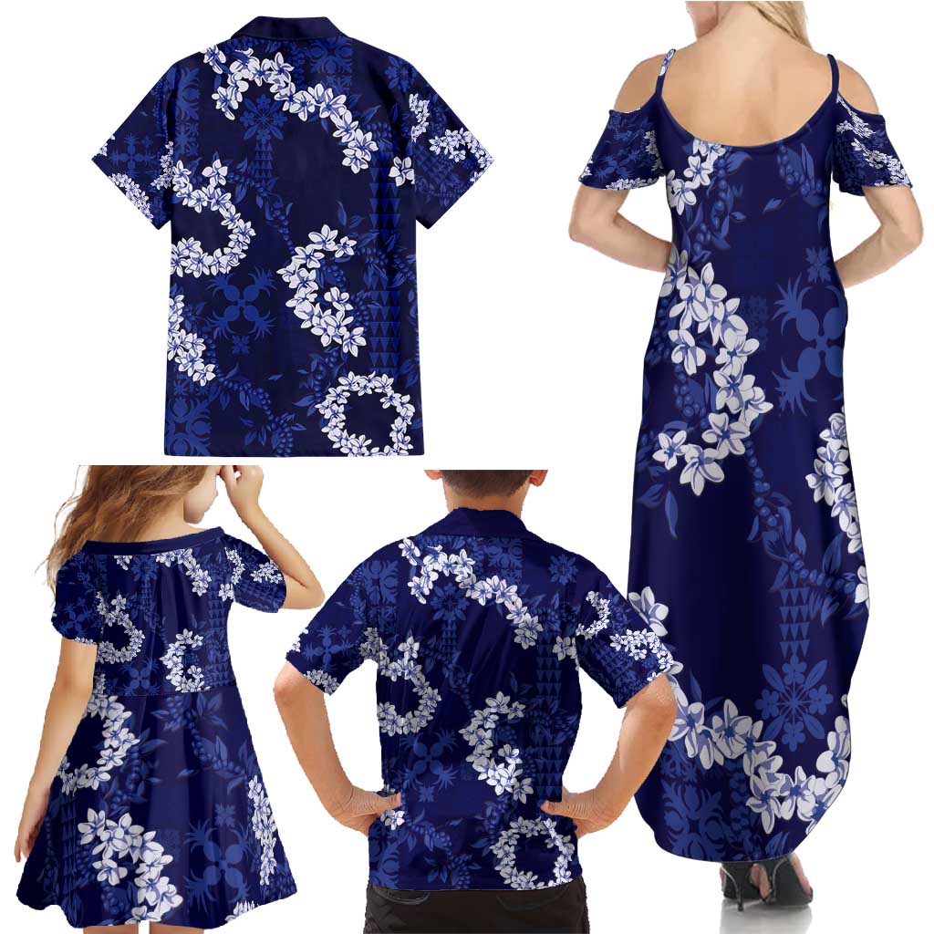 Mokihana Maile and Ilima Leis Family Matching Summer Maxi Dress and Hawaiian Shirt Uliuli Hawaiian Tapa Quilt Pattern LT9 - Polynesian Pride