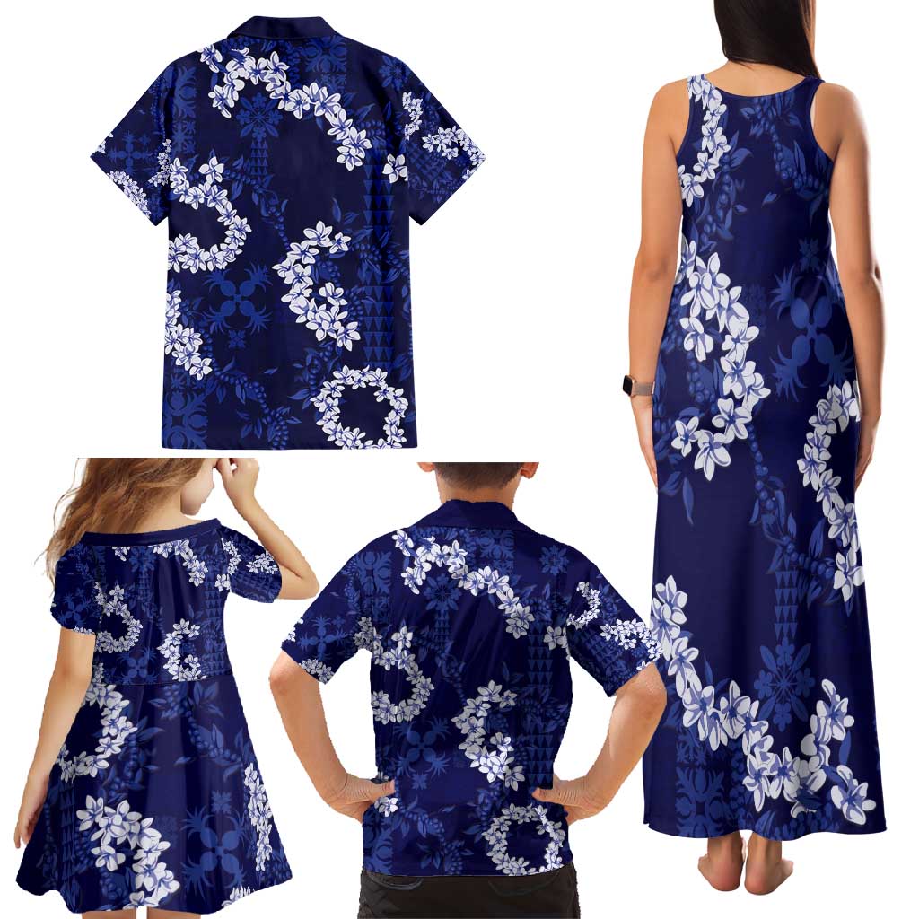 Mokihana Maile and Ilima Leis Family Matching Tank Maxi Dress and Hawaiian Shirt Uliuli Hawaiian Tapa Quilt Pattern LT9 - Polynesian Pride