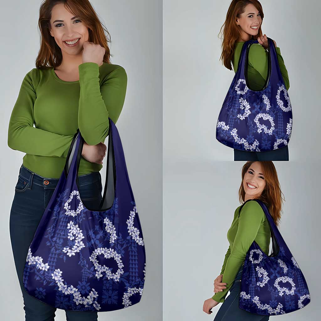 Mokihana Maile and Ilima Leis Grocery Bag Uliuli Hawaiian Tapa Quilt Pattern - Polynesian Pride