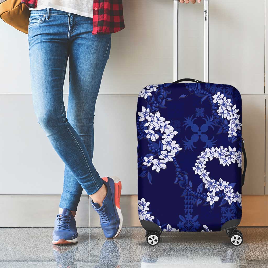 Mokihana Maile and Ilima Leis Luggage Cover Uliuli Hawaiian Tapa Quilt Pattern - Polynesian Pride