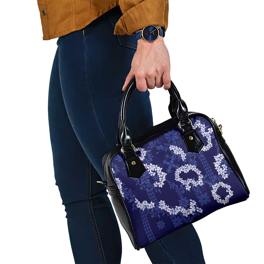 Mokihana Maile and Ilima Leis Shoulder Handbag Uliuli Hawaiian Tapa Quilt Pattern - Polynesian Pride