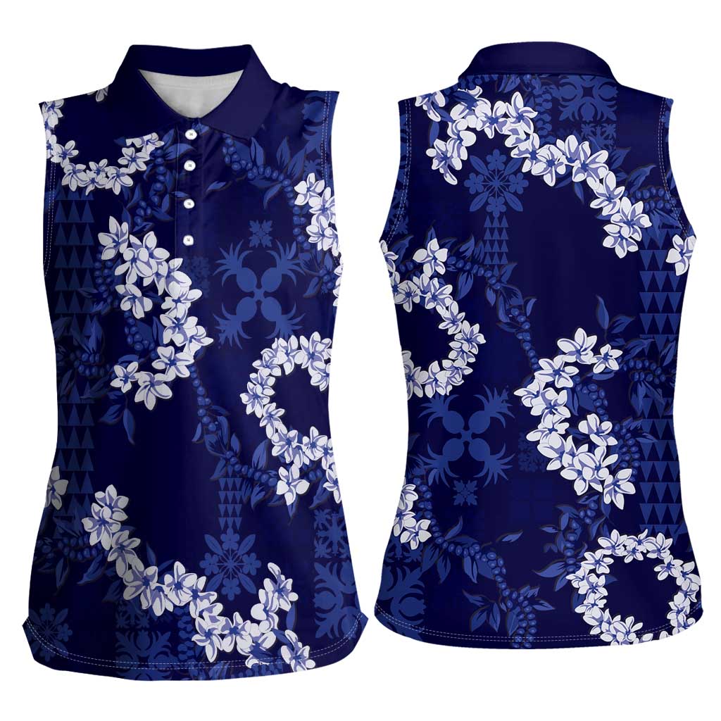 Mokihana Maile and Ilima Leis Women Sleeveless Polo Shirt Uliuli Hawaiian Tapa Quilt Pattern LT9 - Polynesian Pride