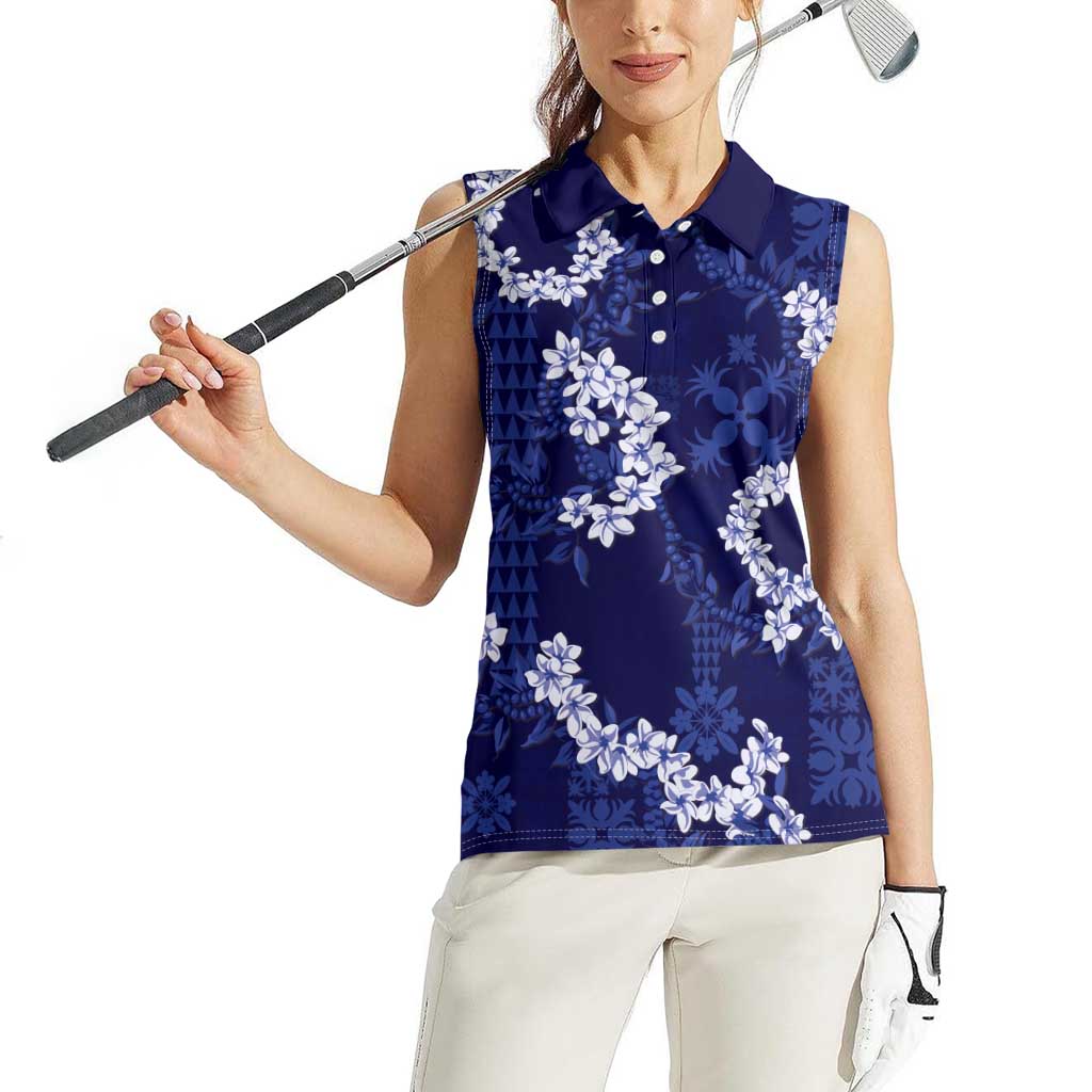 Mokihana Maile and Ilima Leis Women Sleeveless Polo Shirt Uliuli Hawaiian Tapa Quilt Pattern LT9 - Polynesian Pride