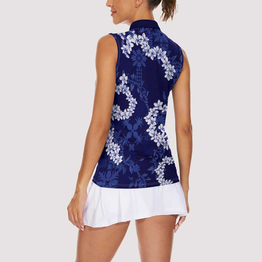 Mokihana Maile and Ilima Leis Women Sleeveless Polo Shirt Uliuli Hawaiian Tapa Quilt Pattern LT9 - Polynesian Pride