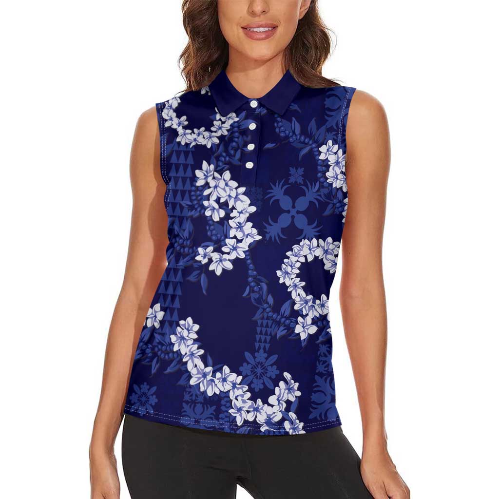 Mokihana Maile and Ilima Leis Women Sleeveless Polo Shirt Uliuli Hawaiian Tapa Quilt Pattern LT9 - Polynesian Pride