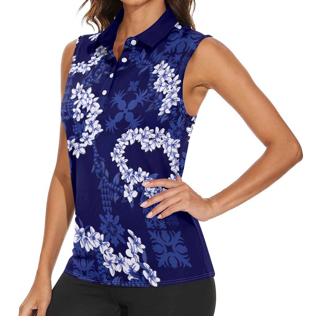 Mokihana Maile and Ilima Leis Women Sleeveless Polo Shirt Uliuli Hawaiian Tapa Quilt Pattern LT9 - Polynesian Pride