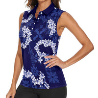 Mokihana Maile and Ilima Leis Women Sleeveless Polo Shirt Uliuli Hawaiian Tapa Quilt Pattern LT9 - Polynesian Pride