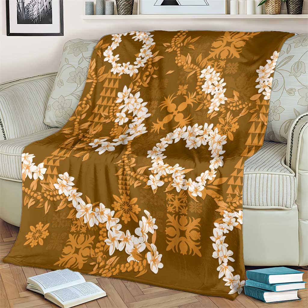 Mokihana Maile and Ilima Leis Blanket Alani Hawaiian Tapa Quilt Pattern - Polynesian Pride