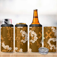 Mokihana Maile and Ilima Leis 4 in 1 Can Cooler Tumbler Alani Hawaiian Tapa Quilt Pattern LT9 - Polynesian Pride