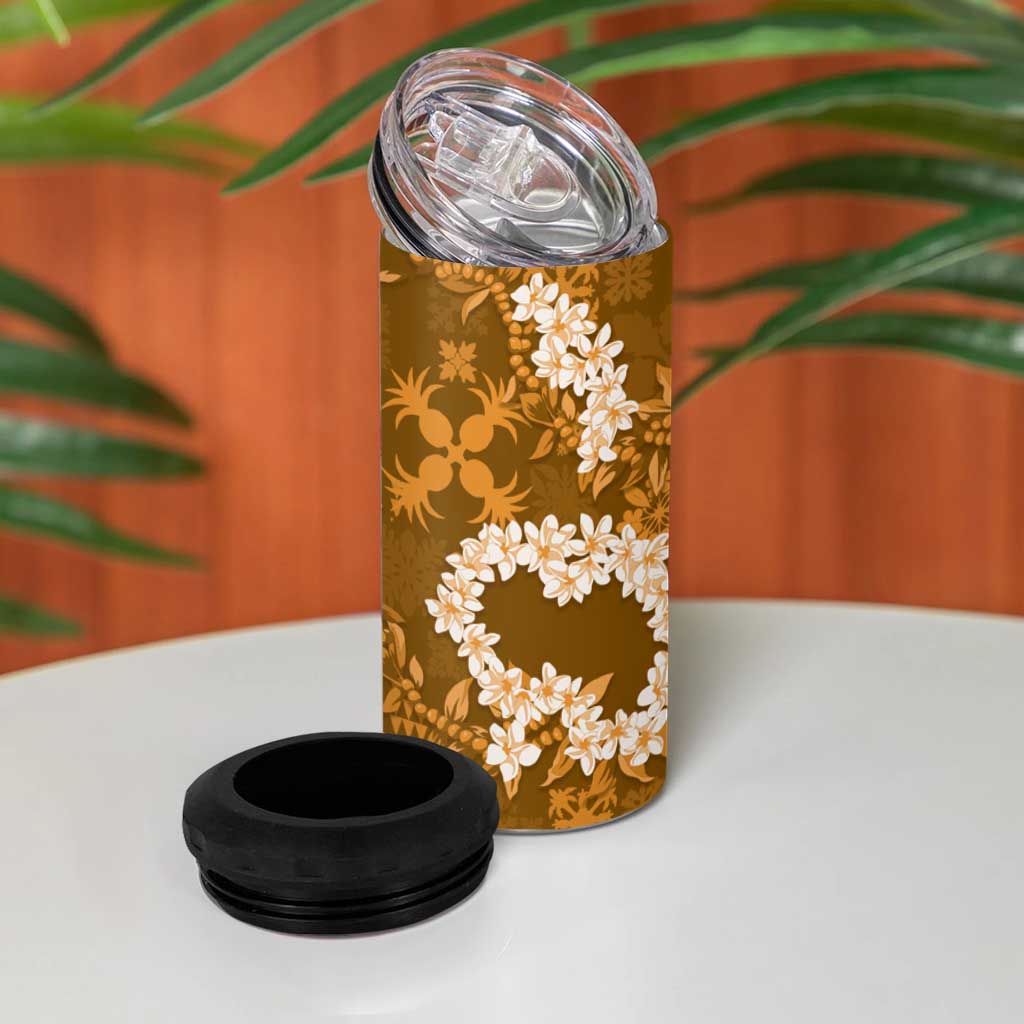 Mokihana Maile and Ilima Leis 4 in 1 Can Cooler Tumbler Alani Hawaiian Tapa Quilt Pattern LT9 - Polynesian Pride
