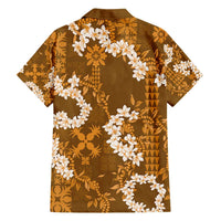Mokihana Maile and Ilima Leis Family Matching Off Shoulder Maxi Dress and Hawaiian Shirt Alani Hawaiian Tapa Quilt Pattern LT9 - Polynesian Pride