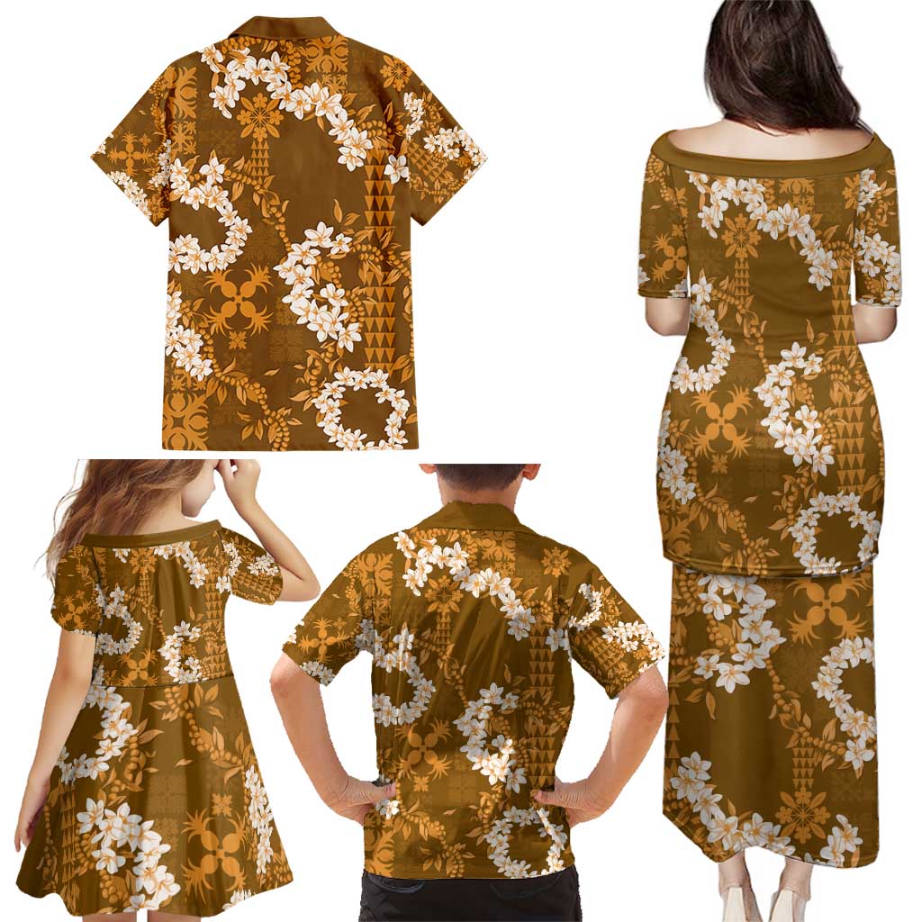 Mokihana Maile and Ilima Leis Family Matching Puletasi and Hawaiian Shirt Alani Hawaiian Tapa Quilt Pattern LT9 - Polynesian Pride