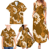 Mokihana Maile and Ilima Leis Family Matching Summer Maxi Dress and Hawaiian Shirt Alani Hawaiian Tapa Quilt Pattern LT9 - Polynesian Pride