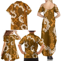 Mokihana Maile and Ilima Leis Family Matching Summer Maxi Dress and Hawaiian Shirt Alani Hawaiian Tapa Quilt Pattern LT9 - Polynesian Pride