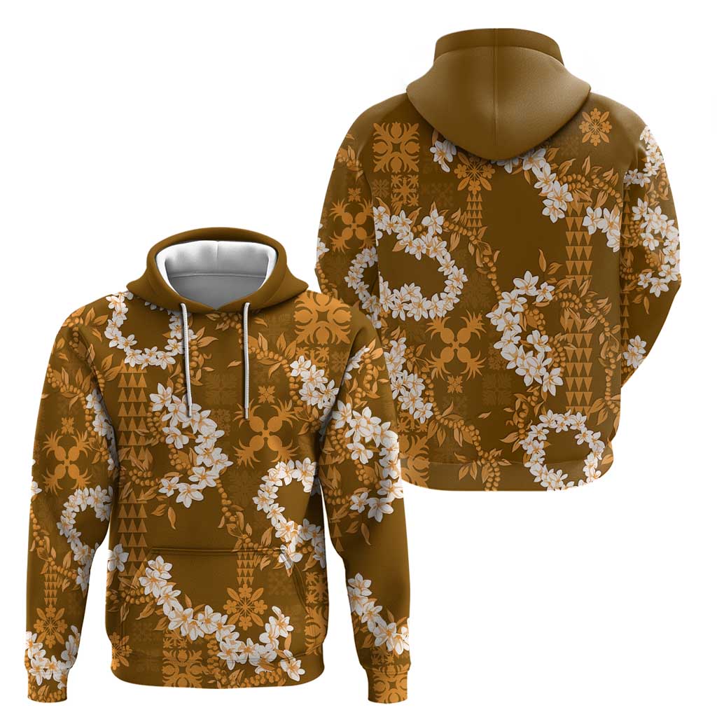 Mokihana Maile and Ilima Leis Hoodie Alani Hawaiian Tapa Quilt Pattern - Polynesian Pride
