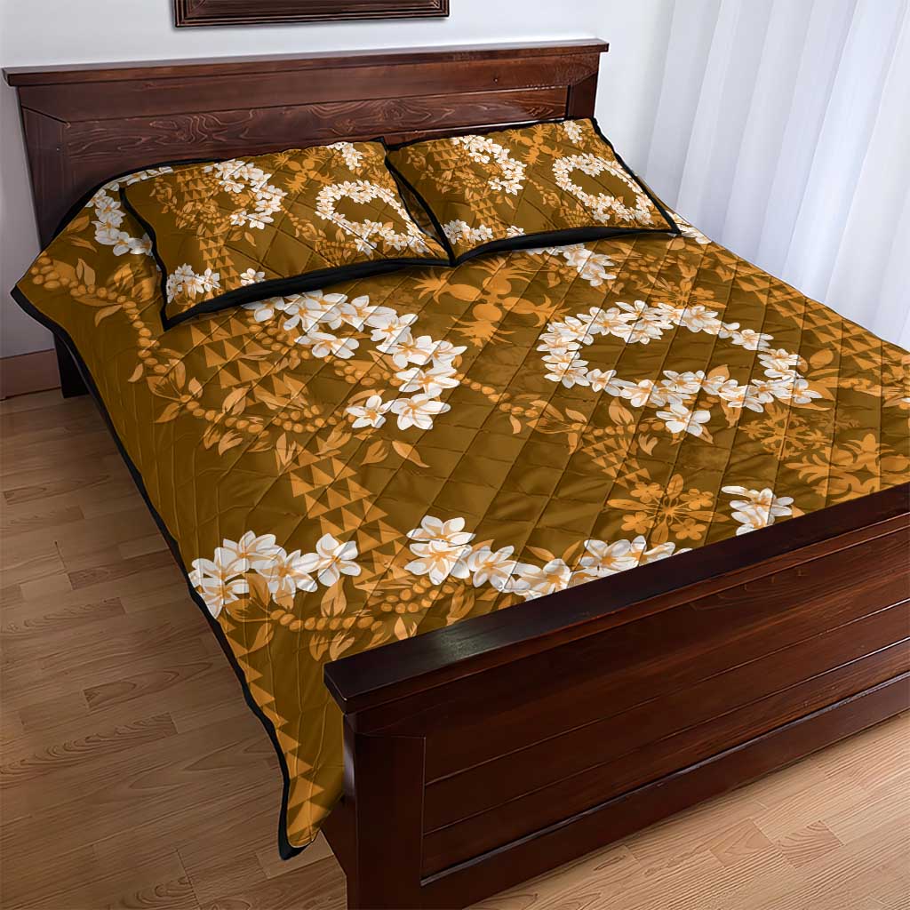 Mokihana Maile and Ilima Leis Quilt Bed Set Alani Hawaiian Tapa Quilt Pattern - Polynesian Pride