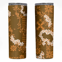 Mokihana Maile and Ilima Leis Skinny Tumbler Alani Hawaiian Tapa Quilt Pattern LT9 Gold - Polynesian Pride