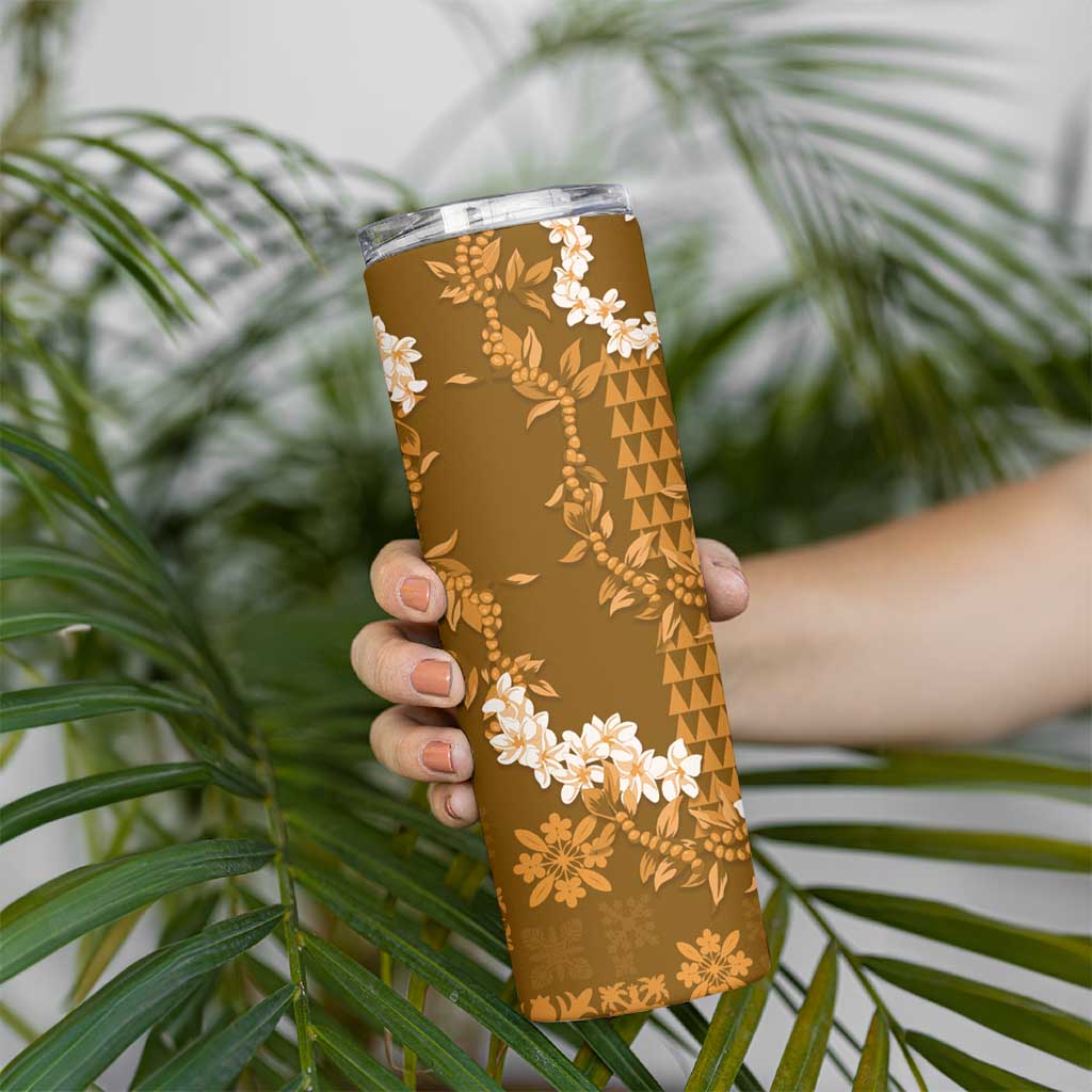 Mokihana Maile and Ilima Leis Skinny Tumbler Alani Hawaiian Tapa Quilt Pattern LT9 - Polynesian Pride