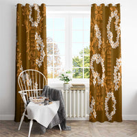 Mokihana Maile and Ilima Leis Window Curtain Alani Hawaiian Tapa Quilt Pattern - Polynesian Pride