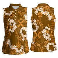 Mokihana Maile and Ilima Leis Women Sleeveless Polo Shirt Alani Hawaiian Tapa Quilt Pattern LT9 - Polynesian Pride