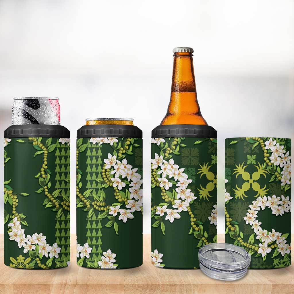Mokihana Maile and Ilima Leis 4 in 1 Can Cooler Tumbler Omaʻomaʻo Hawaiian Tapa Quilt Pattern LT9 - Polynesian Pride