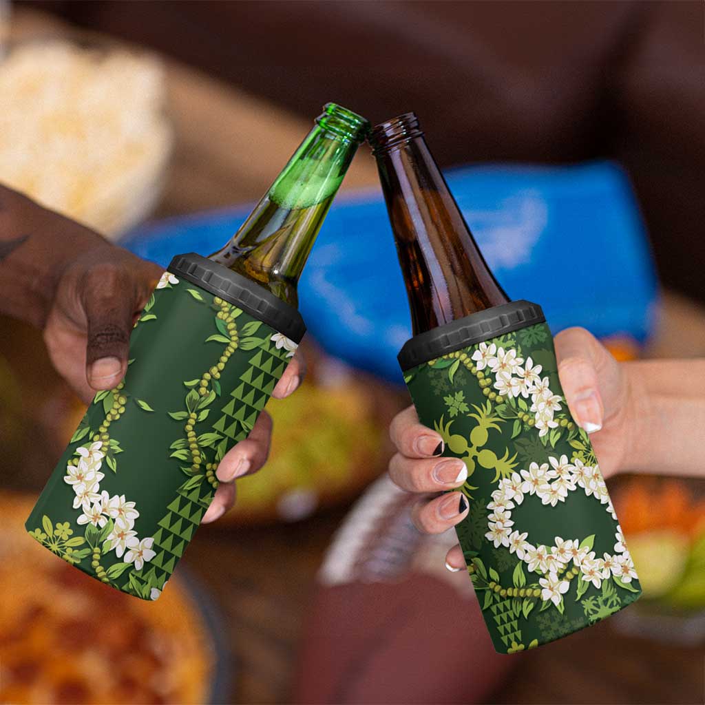 Mokihana Maile and Ilima Leis 4 in 1 Can Cooler Tumbler Omaʻomaʻo Hawaiian Tapa Quilt Pattern LT9 - Polynesian Pride