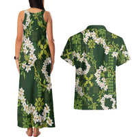 Mokihana Maile and Ilima Leis Couples Matching Tank Maxi Dress and Hawaiian Shirt Omaʻomaʻo Hawaiian Tapa Quilt Pattern LT9 - Polynesian Pride