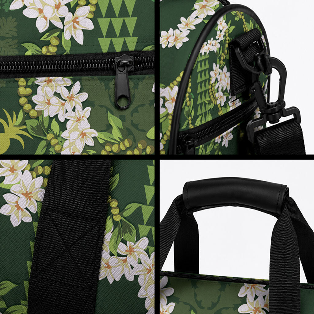 Mokihana Maile and Ilima Leis Duffle Bag Omaʻomaʻo Hawaiian Tapa Quilt Pattern LT9 - Polynesian Pride