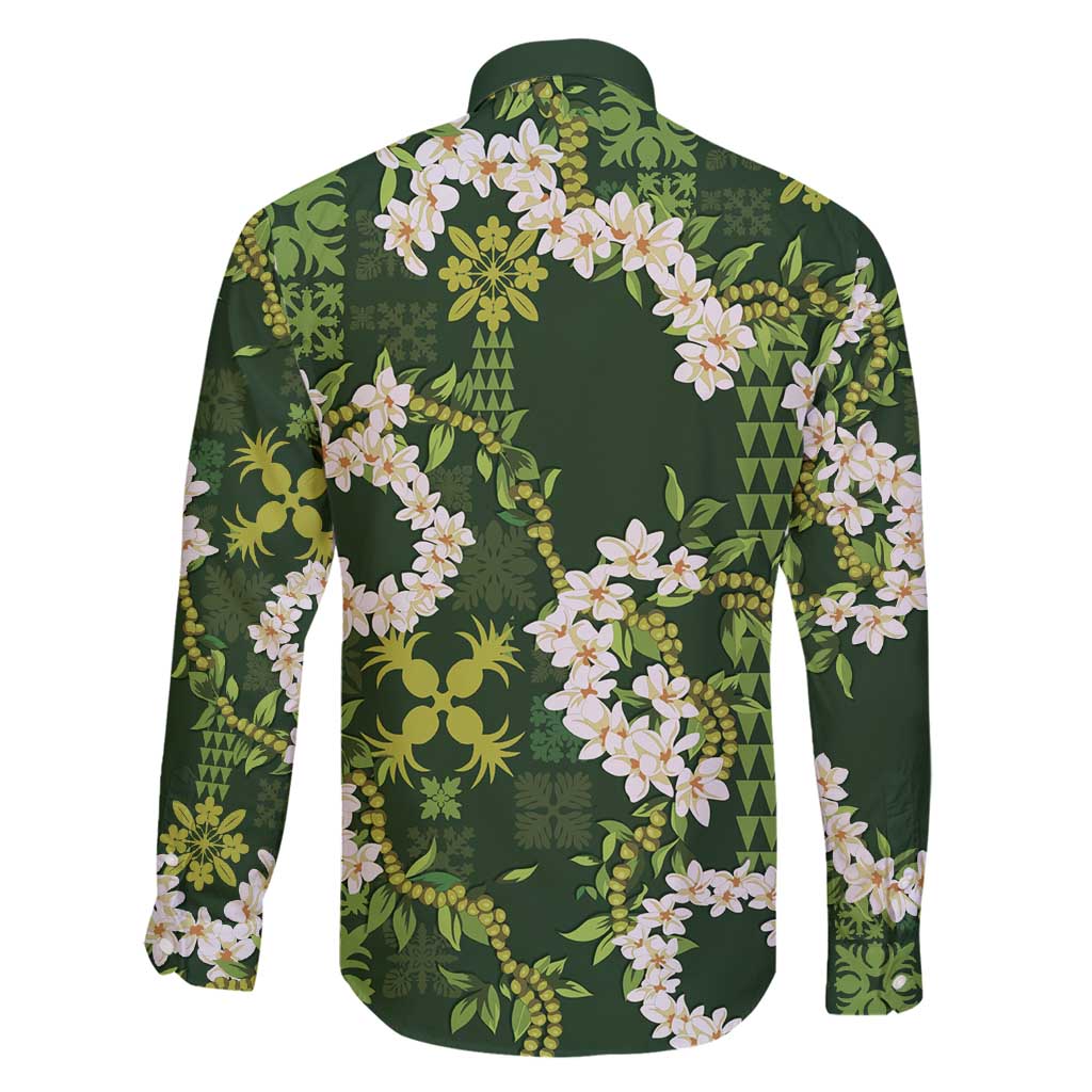 Mokihana Maile and Ilima Leis Family Matching Off Shoulder Maxi Dress and Hawaiian Shirt Omaʻomaʻo Hawaiian Tapa Quilt Pattern LT9 - Polynesian Pride