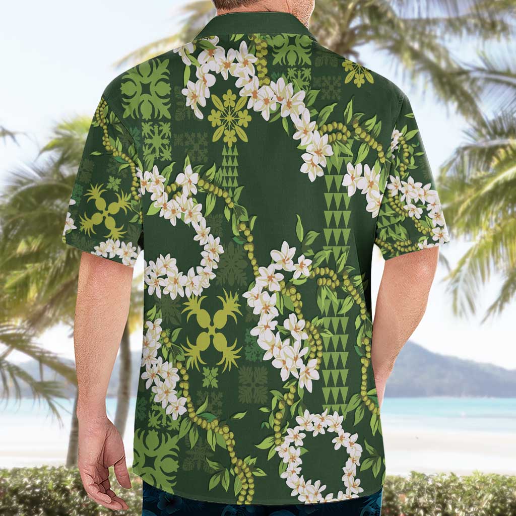 Mokihana Maile and Ilima Leis Hawaiian Shirt Omaʻomaʻo Hawaiian Tapa Quilt Pattern - Polynesian Pride