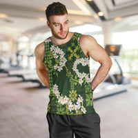 Mokihana Maile and Ilima Leis Men Tank Top Omaʻomaʻo Hawaiian Tapa Quilt Pattern LT9 Green - Polynesian Pride