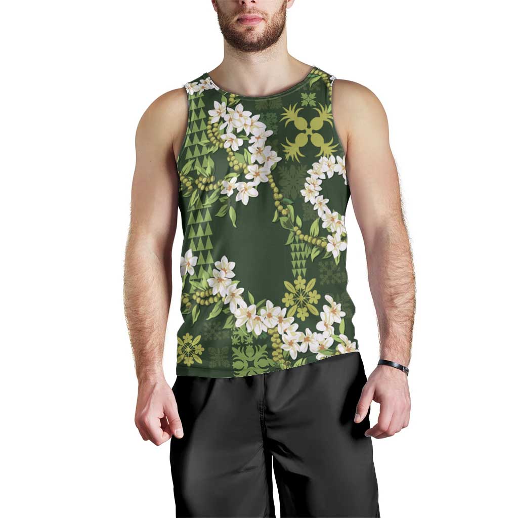 Mokihana Maile and Ilima Leis Men Tank Top Omaʻomaʻo Hawaiian Tapa Quilt Pattern LT9 - Polynesian Pride