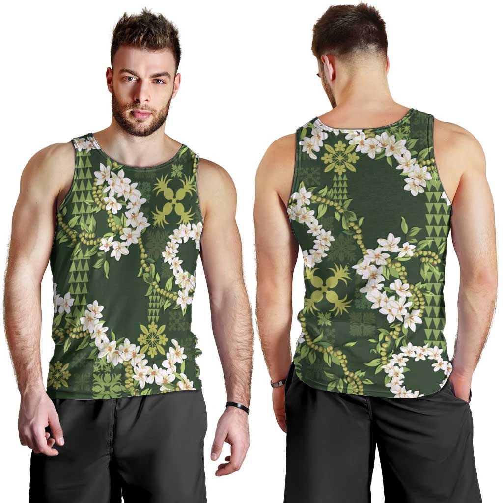 Mokihana Maile and Ilima Leis Men Tank Top Omaʻomaʻo Hawaiian Tapa Quilt Pattern LT9 - Polynesian Pride