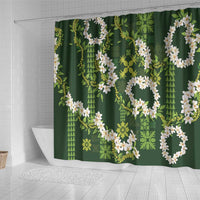Mokihana Maile and Ilima Leis Shower Curtain Omaʻomaʻo Hawaiian Tapa Quilt Pattern LT9 - Polynesian Pride