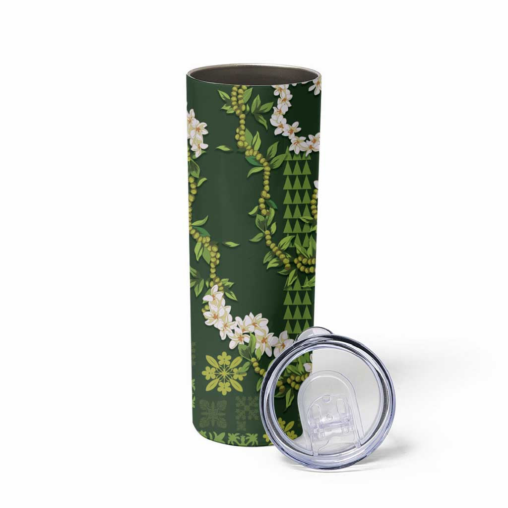 Mokihana Maile and Ilima Leis Skinny Tumbler Omaʻomaʻo Hawaiian Tapa Quilt Pattern LT9 - Polynesian Pride