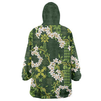 Mokihana Maile and Ilima Leis Wearable Blanket Hoodie Omaʻomaʻo Hawaiian Tapa Quilt Pattern LT9 - Polynesian Pride