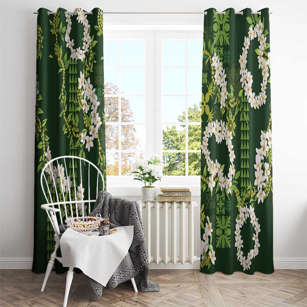 Mokihana Maile and Ilima Leis Window Curtain Omaʻomaʻo Hawaiian Tapa Quilt Pattern - Polynesian Pride