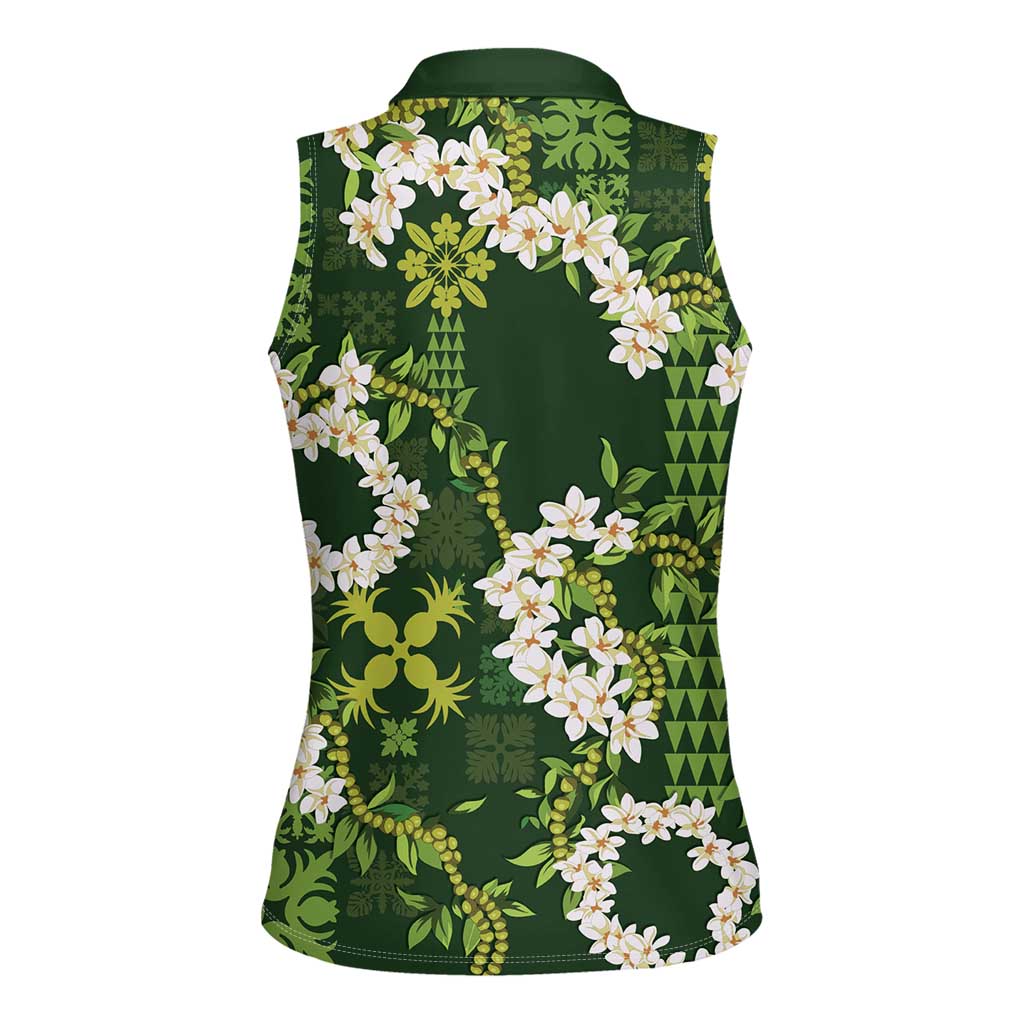 Mokihana Maile and Ilima Leis Women Sleeveless Polo Shirt Omaʻomaʻo Hawaiian Tapa Quilt Pattern LT9 - Polynesian Pride