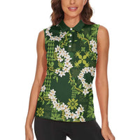 Mokihana Maile and Ilima Leis Women Sleeveless Polo Shirt Omaʻomaʻo Hawaiian Tapa Quilt Pattern LT9 - Polynesian Pride