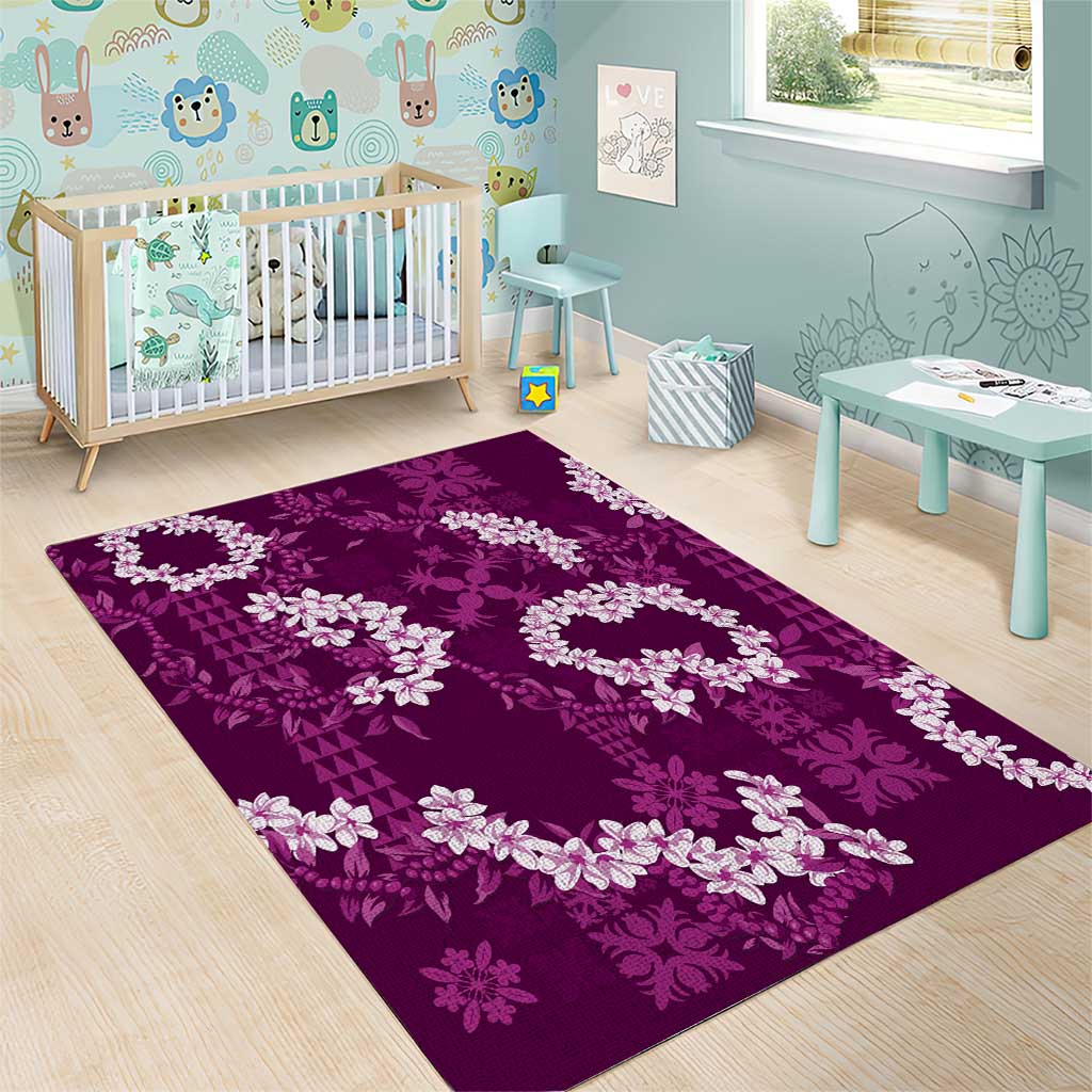 Mokihana Maile and Ilima Leis Area Rug Akala Hawaiian Tapa Quilt Pattern - Polynesian Pride