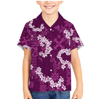 Mokihana Maile and Ilima Leis Family Matching Mermaid Dress and Hawaiian Shirt Akala Hawaiian Tapa Quilt Pattern LT9 Son's Shirt Pink - Polynesian Pride