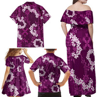 Mokihana Maile and Ilima Leis Family Matching Off Shoulder Maxi Dress and Hawaiian Shirt Akala Hawaiian Tapa Quilt Pattern LT9 - Polynesian Pride