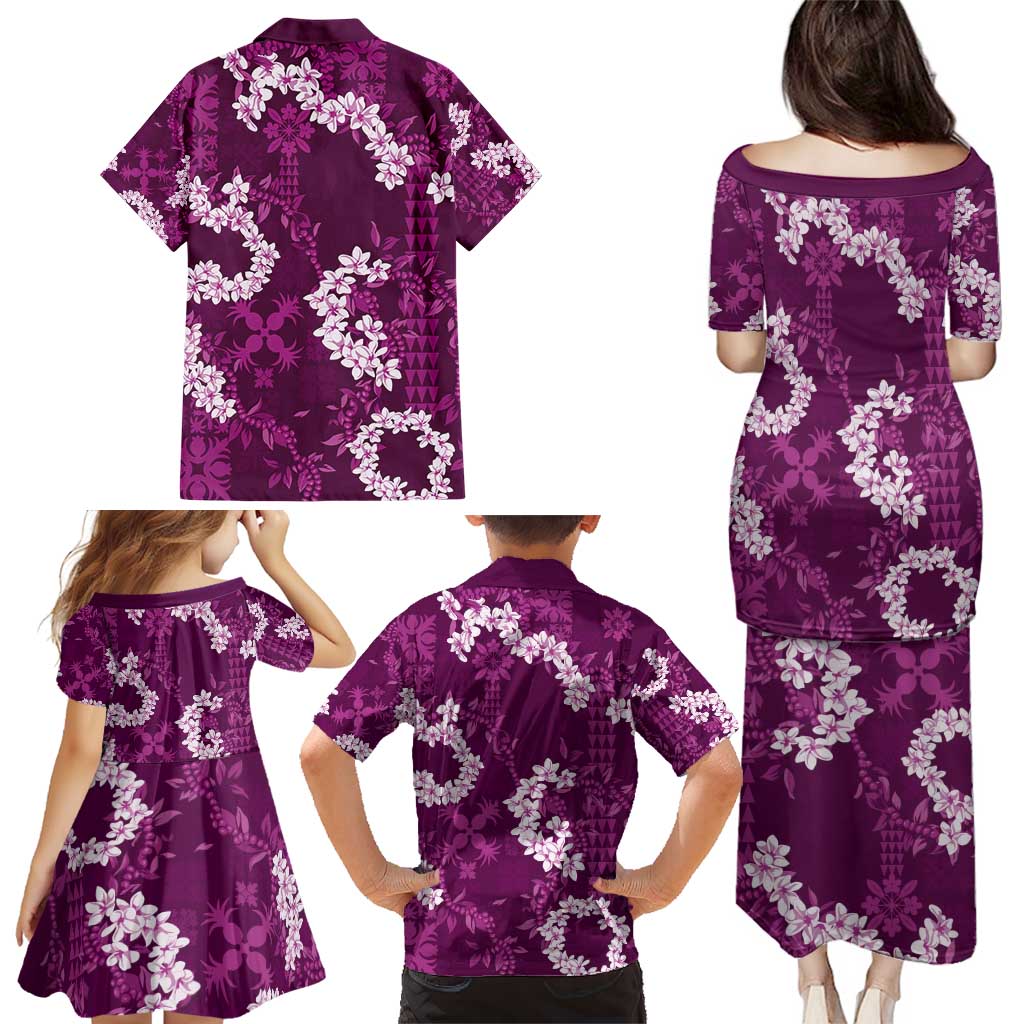 Mokihana Maile and Ilima Leis Family Matching Puletasi and Hawaiian Shirt Akala Hawaiian Tapa Quilt Pattern LT9 - Polynesian Pride