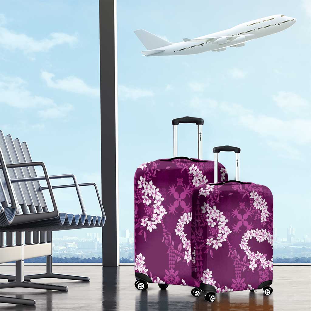Mokihana Maile and Ilima Leis Luggage Cover Akala Hawaiian Tapa Quilt Pattern - Polynesian Pride