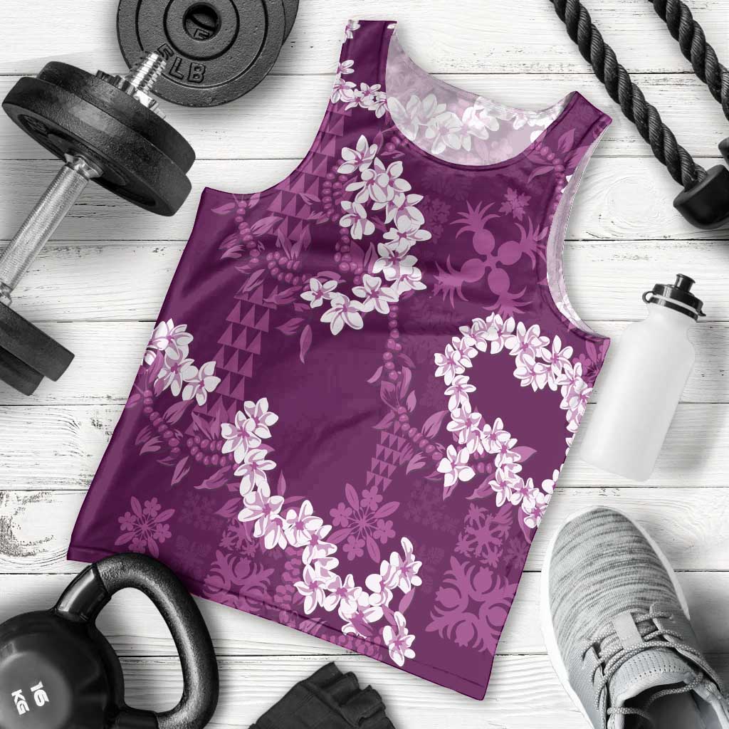Mokihana Maile and Ilima Leis Men Tank Top Akala Hawaiian Tapa Quilt Pattern - Polynesian Pride