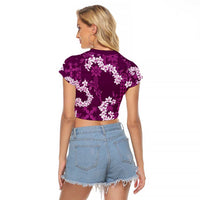 Mokihana Maile and Ilima Leis Raglan Cropped T Shirt Akala Hawaiian Tapa Quilt Pattern - Polynesian Pride